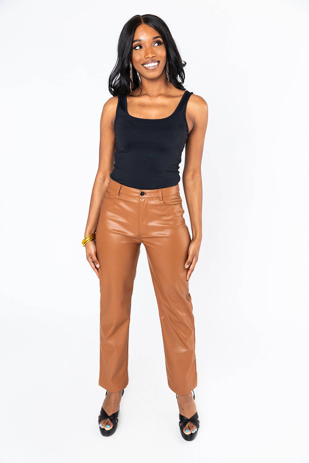 Gomez Camel Vegan Leather Pants